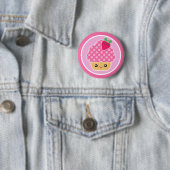 Kawaii Cupcake Aardbei Ronde Button 5,7 Cm (In situ)