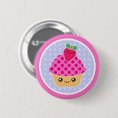 Kawaii Cupcake Aardbei Ronde Button 5,7 Cm (Voorkant /achterkant)