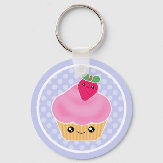 Kawaii Cupcake Aardbei-Sleutelhanger Sleutelhanger (Voorkant)