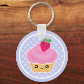 Kawaii Cupcake Aardbei-Sleutelhanger Sleutelhanger (Voorkant)