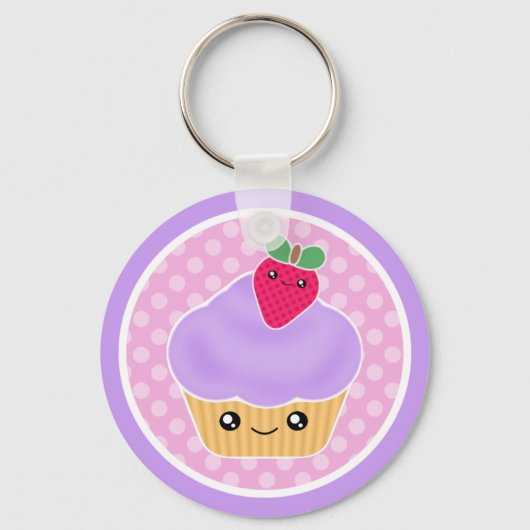 Kawaii Cupcake Aardbei-Sleutelhanger Sleutelhanger (Voorkant)