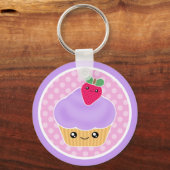 Kawaii Cupcake Aardbei-Sleutelhanger Sleutelhanger (Voorkant)