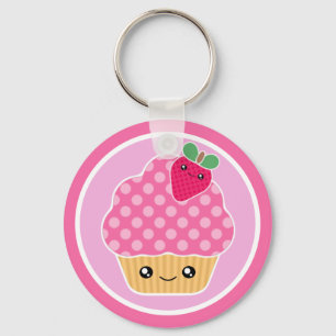 Kawaii Cupcake Aardbei-Sleutelhanger Sleutelhanger