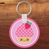 Kawaii Cupcake Aardbei-Sleutelhanger Sleutelhanger (Voorkant)