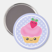 Kawaii Cupcake aardbeienmagneet Magneet (Voorkant / Achterkant)