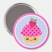 Kawaii Cupcake aardbeienmagneet Magneet (Voorkant / Achterkant)