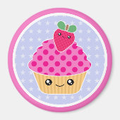 Kawaii Cupcake aardbeienmagneet Magneet (Voorkant)