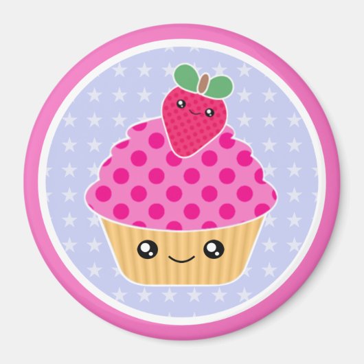 Kawaii Cupcake aardbeienmagneet Magneet (Voorkant)