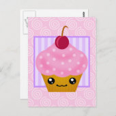 Kawaii Cupcake Cherry Briefkaart (Voorkant / Achterkant)