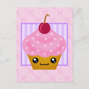 Kawaii Cupcake Cherry Briefkaart