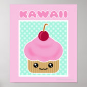 Kawaii Cupcake Cherry Poster (Voorkant)