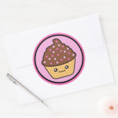 Kawaii Cupcake Chocolate Frosting Ronde Sticker (Envelop)