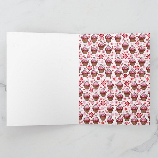 Kawaii Cupcake Design – Schattigee dessertafbeeldi Kaart (Binnen)