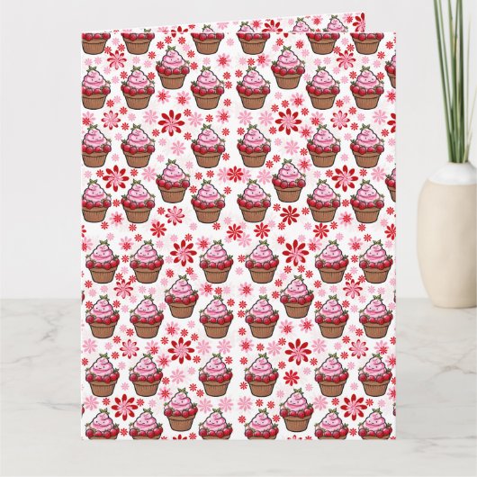 Kawaii Cupcake Design – Schattigee dessertafbeeldi Kaart (Voorkant)