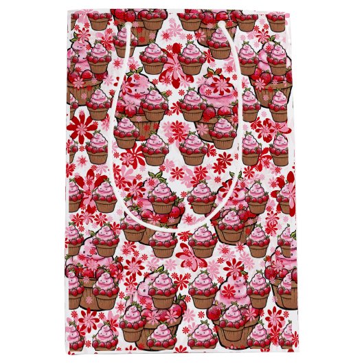 Kawaii Cupcake Design – Schattigee dessertafbeeldi Medium Cadeauzakje (Voorkant)