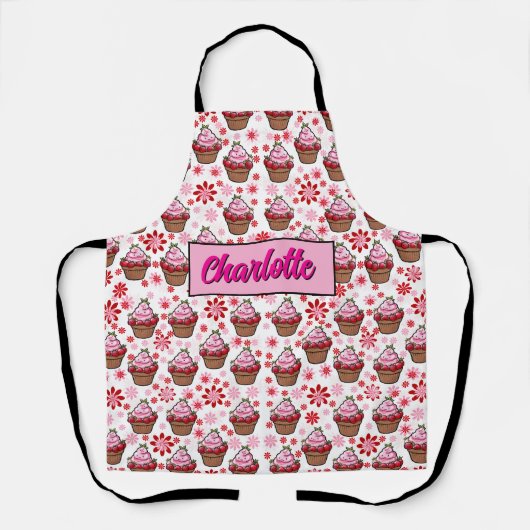 Kawaii Cupcake Design – Schattigee dessertafbeeldi Schort (Voorkant)