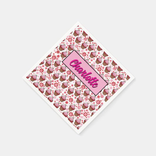 Kawaii Cupcake Design – Schattigee dessertafbeeldi Servet (Hoek)