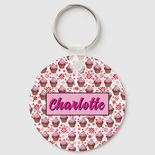 Kawaii Cupcake Design – Schattigee dessertafbeeldi Sleutelhanger (Voorkant)