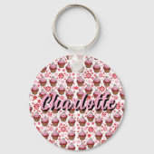 Kawaii Cupcake Design – Schattigee dessertafbeeldi Sleutelhanger (Voorkant)