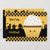 Kawaii Cupcake Halloween party Kaart (Voorkant / Achterkant)