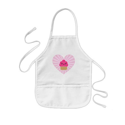 Kawaii Cupcake Heart Apron Kinder Schort (Voorkant)