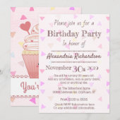 Kawaii Cupcake Hearts roze Kaart (Voorkant / Achterkant)