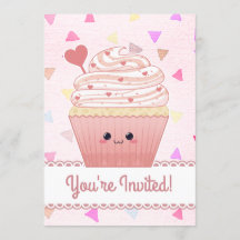 Kawaii Cupcake Hearts roze