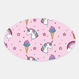 Kawaii Cupcake Icecream Unicorn Fairytale Ovale Sticker