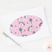 Kawaii Cupcake Icecream Unicorn Fairytale Ovale Sticker (Envelop)