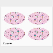 Kawaii Cupcake Icecream Unicorn Fairytale Ovale Sticker (Vel)