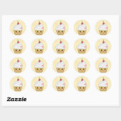 Kawaii Cupcake in Polka Dots Ronde Sticker (Vel)