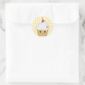 Kawaii Cupcake in Polka Dots Ronde Sticker (Tas)