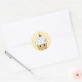 Kawaii Cupcake in Polka Dots Ronde Sticker (Envelop)