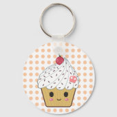 Kawaii Cupcake in Polka Dots Sleutelhanger (Voorkant)