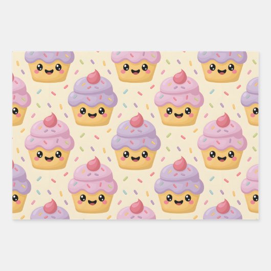 Kawaii Cupcake Inpakpapier Vel (Voorkant)