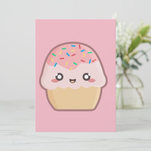 Kawaii cupcake kaart (Staand voorkant)
