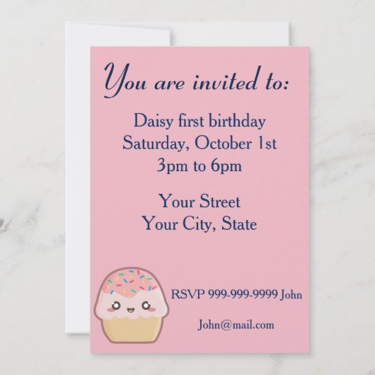 Kawaii cupcake kaart (Achterkant)