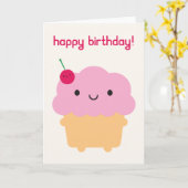 Kawaii Cupcake Kaart (Gele Bloem)