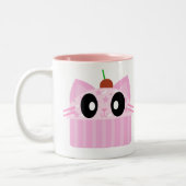 kawaii cupcake kat tweekleurige koffiemok (Links)