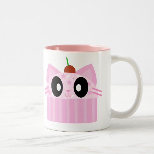 kawaii cupcake kat tweekleurige koffiemok (Rechts)