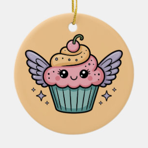 Kawaii Cupcake Keramisch Ornament