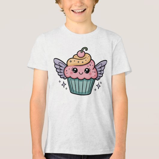  Kawaii Cupcake Kids Tri-Blend Shirt (Voorkant)