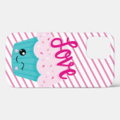 Kawaii Cupcake Liefde Roze Turquoise Streep Schatt Case-Mate iPhone Case (Achterkant (horizontaal))