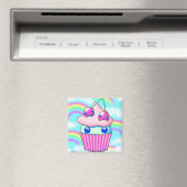 kawaii cupcake med rosa körsbär magneet (Insitu (Vaatwasser))