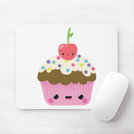 Kawaii Cupcake met Cherry bovenaan Muismat (Met muis)