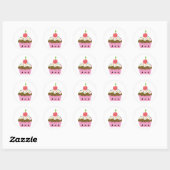 Kawaii Cupcake met Cherry bovenaan Ronde Sticker (Vel)