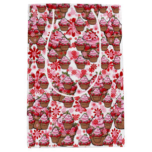 Kawaii Cupcake Ontwerp – Illustratie van een Mooie Medium Cadeauzakje