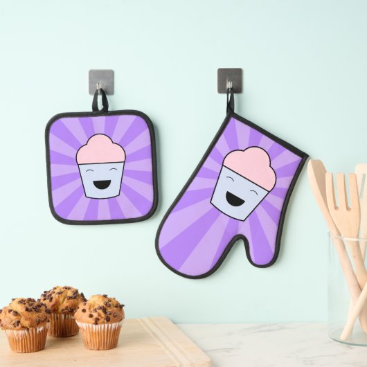 Kawaii Cupcake Ovenwant & Pannenlap Set (Insitu(Ophanging))