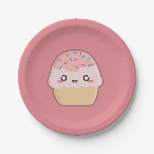 Kawaii cupcake papieren bordje (Voorkant)