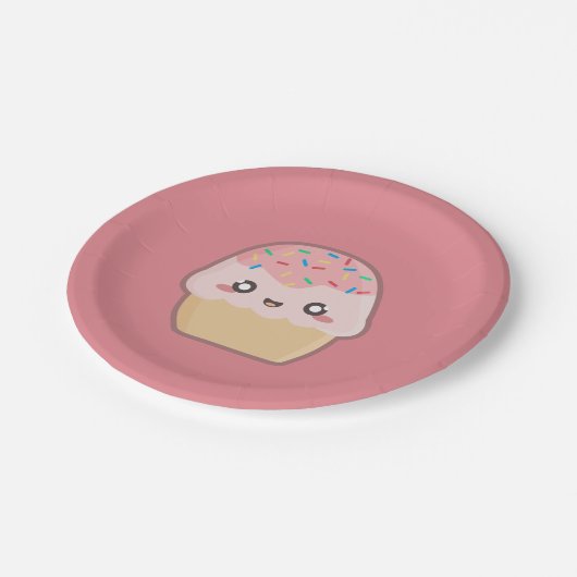 Kawaii cupcake papieren bordje (Gekanteld)
